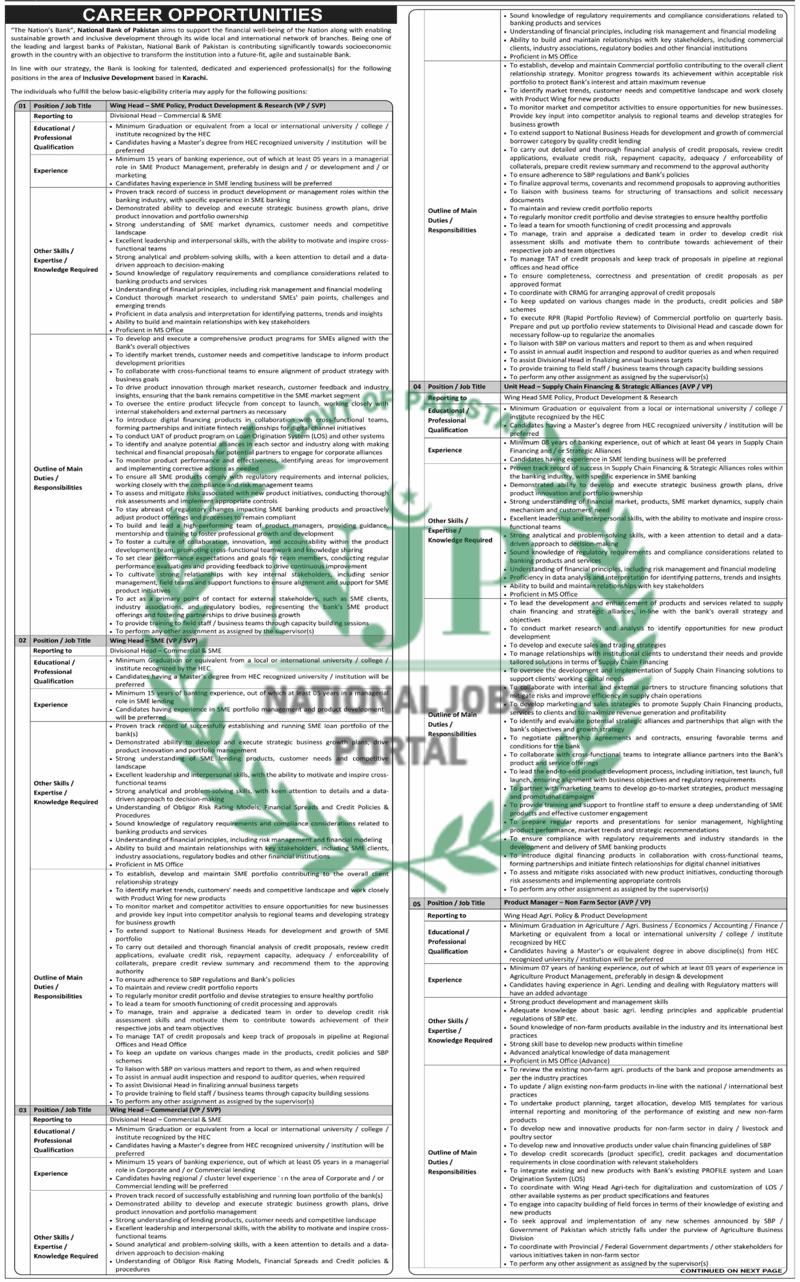 National Bank of Pakistan Jobs Advertisement 2024