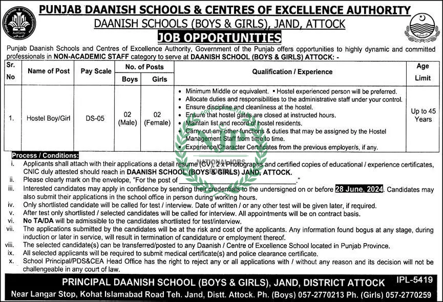 Punjab Daanish Schools Attock Jobs Advertisement 2024
