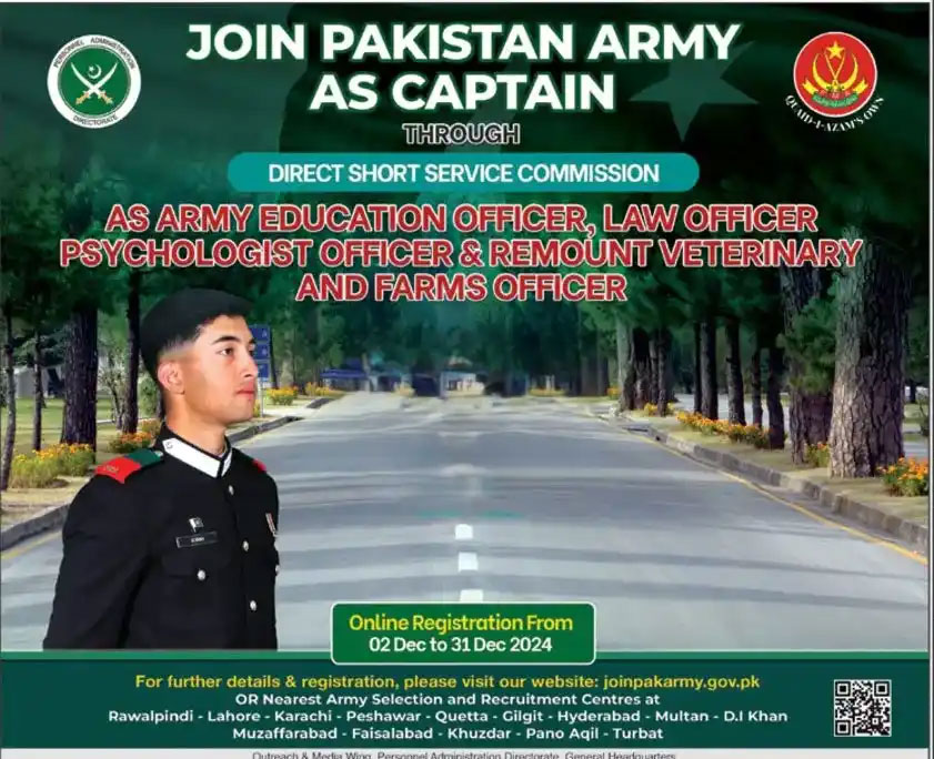 Join Pak Army as Captain Jobs 2024 Advertisement