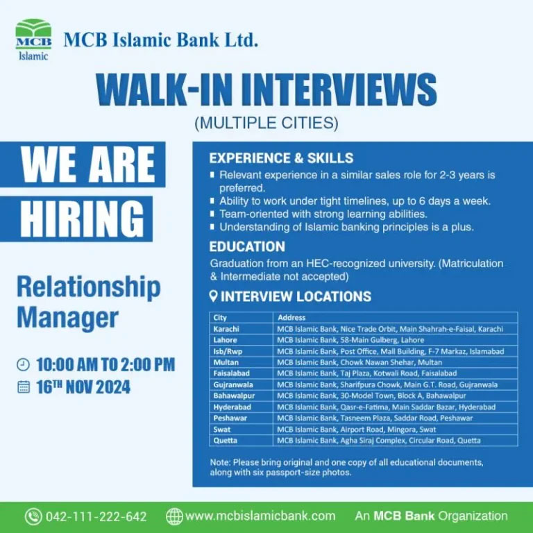 MCB Bank Jobs 2024 Advertisement