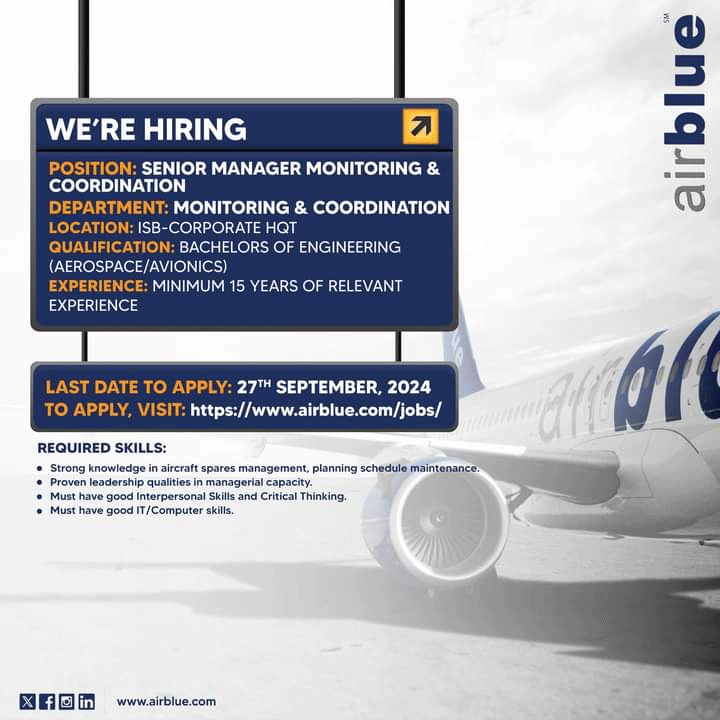 Airblue Jobs 2024 Advertisement