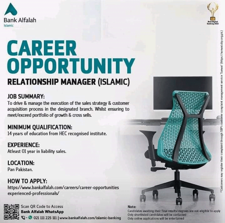 Bank Alfalah Jobs 2024 Advertisement