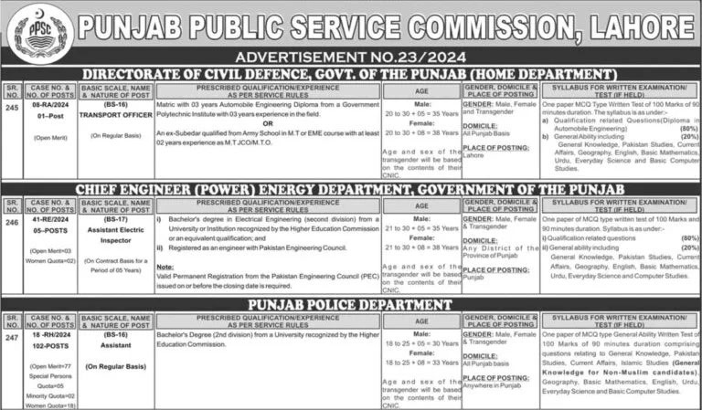 Punjab Police Assistant Jobs 2024 Advertisement 