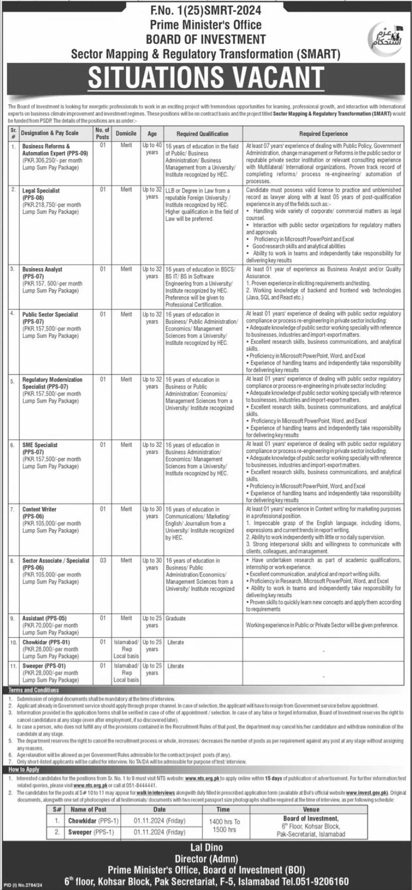 Latest Prime Minister Office Jobs 2024 Advertisement