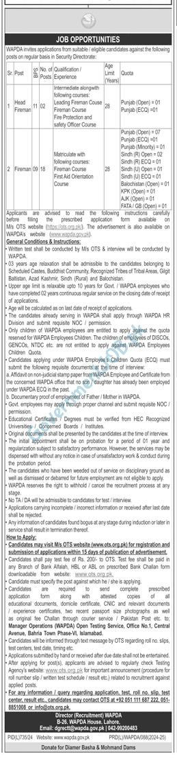 WAPDA Jobs 2024 Advertisement