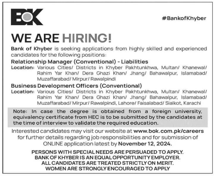 BOK Jobs 2024 Advertisement