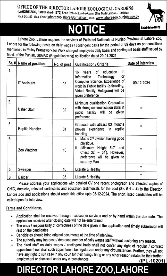 Fisheries Department Jobs 2024 Advertisement