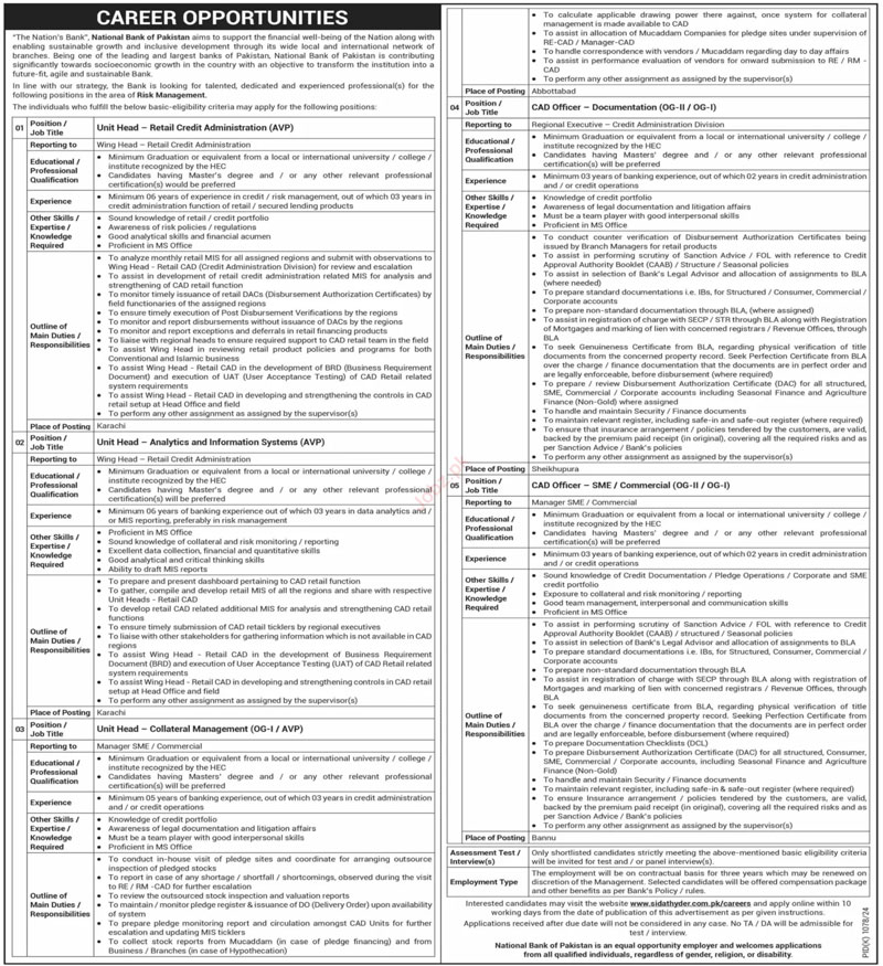 NBP Jobs 2024 Advertisement