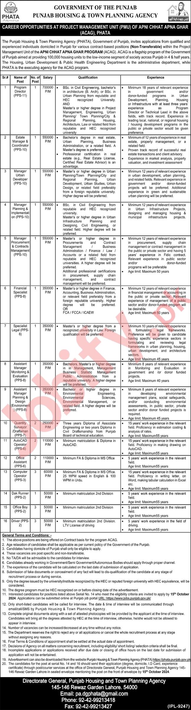 PHATA Jobs 2024 Advertisement