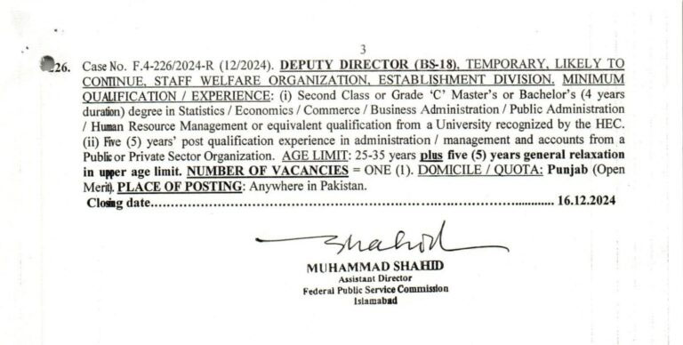 FPSC Jobs Advertisement No. 12/2024