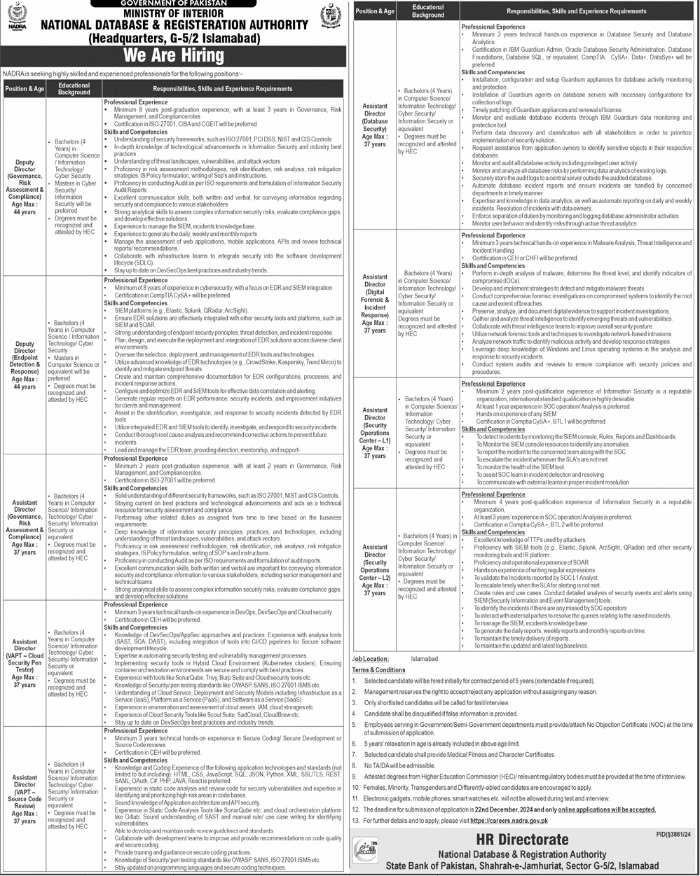 NADRA Jobs 2025 Advertisement