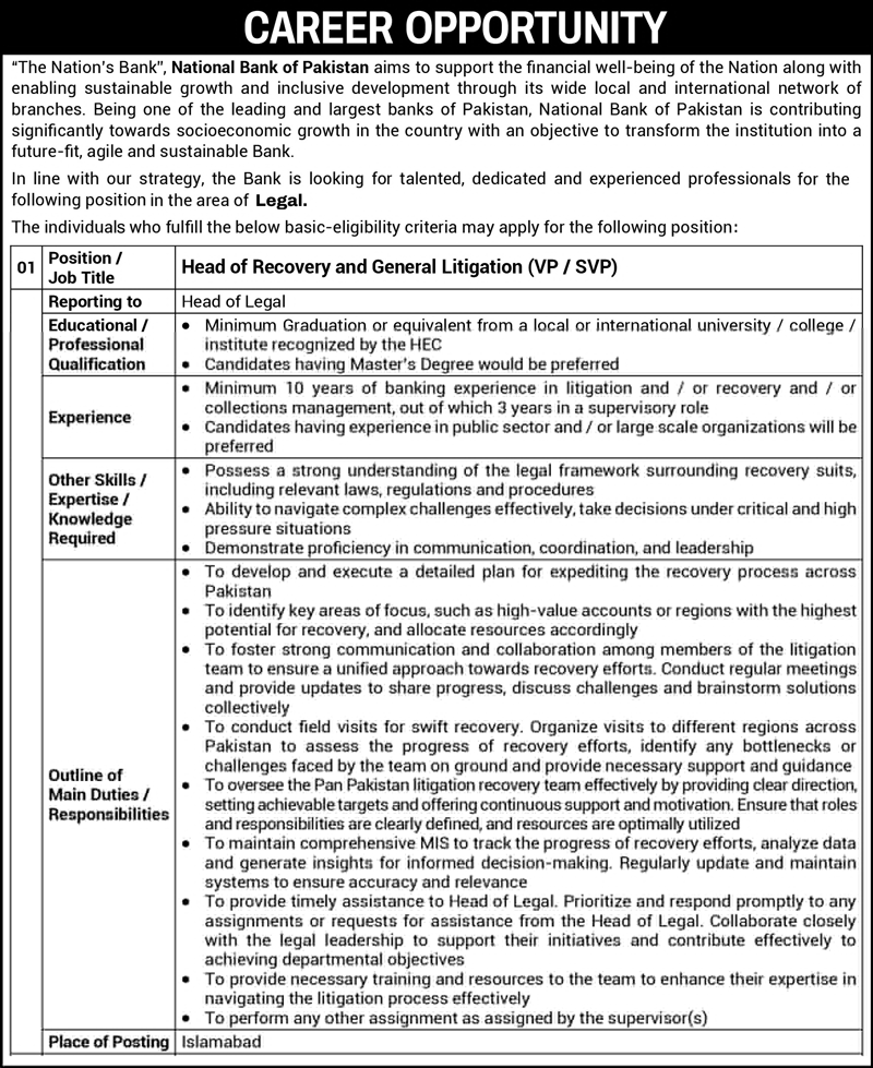 NBP Jobs 2024 Advertisement 