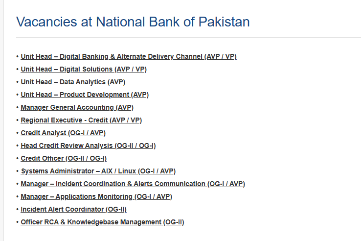 National Bank of Pakistan Jobs 2024 Advertisement