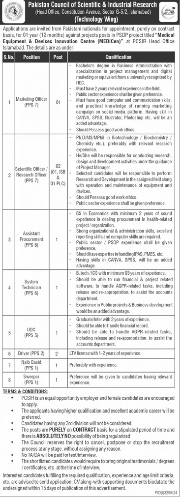 PCSIR-Jobs-2024-Advertisement