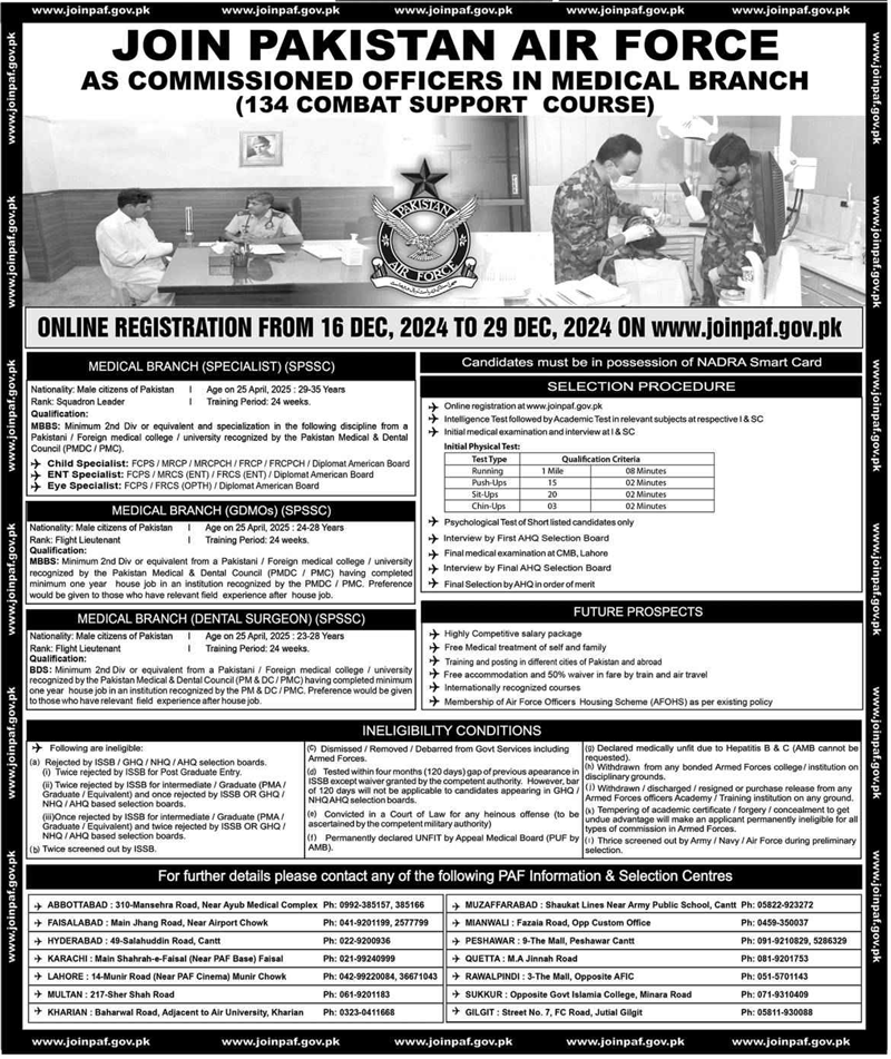 Join Pakistan Air Force 134 Combat Support Course Advertisement