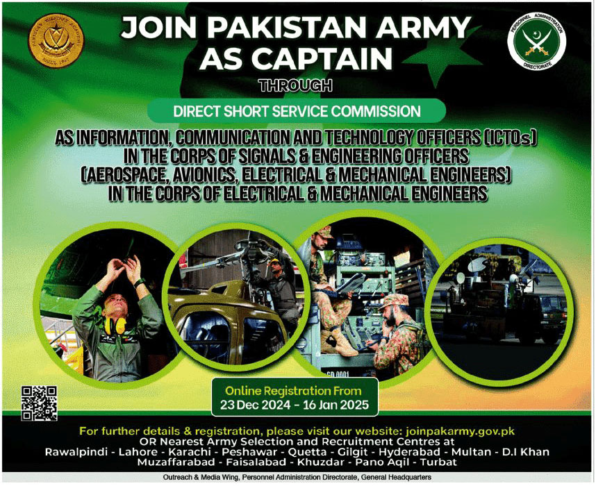 Join Pakistan Army as Captain 2025 in Corps of Signals and Engineering Officers