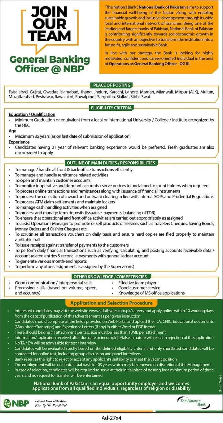 NBP Jobs 2024 Advertisement