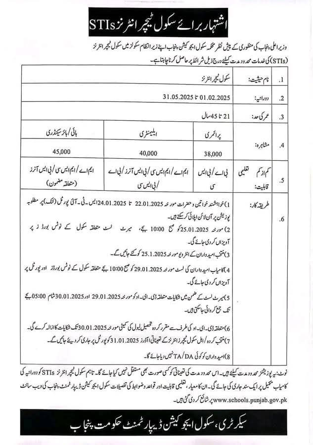 School Teaching Interns STI Jobs 2025 Advertisement